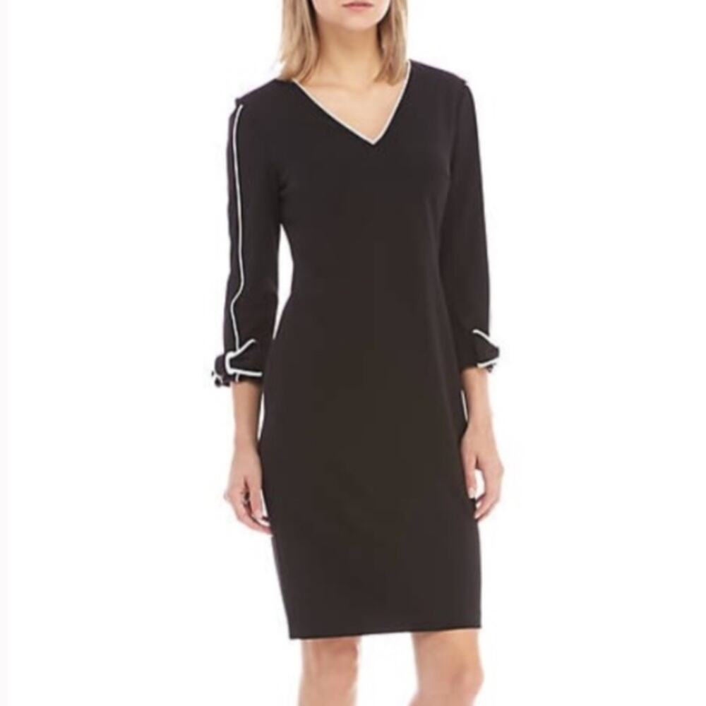 CALVIN KLEIN BLACK LONG SLEEVE BOW ACCENTED DRESS size 6 capsule classic…